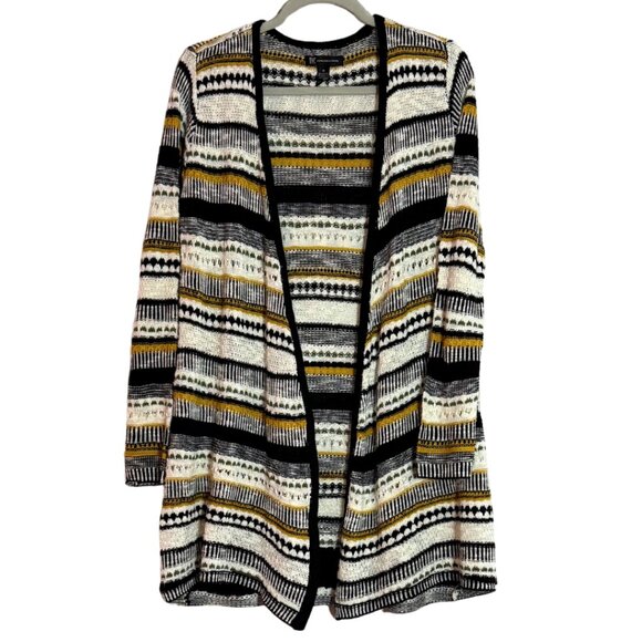 INC International Concepts Open Cardigan Crochet Striped Medium - Picture 1 of 3